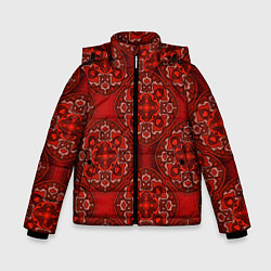 Зимняя куртка для мальчика Красные абстрактные круглые узоры