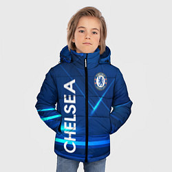 Куртка зимняя для мальчика Chelsea Синяя абстракция, цвет: 3D-красный — фото 2