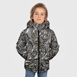 Куртка зимняя для мальчика Растительный орнамент - чеканка по серебру, цвет: 3D-красный — фото 2
