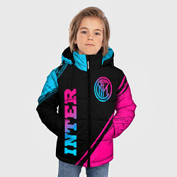 Куртка зимняя для мальчика Inter - neon gradient: символ и надпись вертикальн, цвет: 3D-черный — фото 2