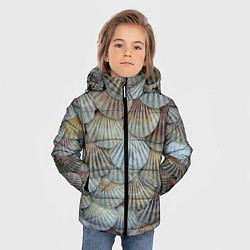 Куртка зимняя для мальчика Морские ракушки - паттерн, цвет: 3D-светло-серый — фото 2