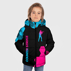Куртка зимняя для мальчика Counter Strike - neon gradient: символ и надпись в, цвет: 3D-черный — фото 2