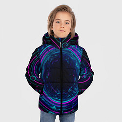 Куртка зимняя для мальчика Неоновый тоннель - портал, цвет: 3D-светло-серый — фото 2