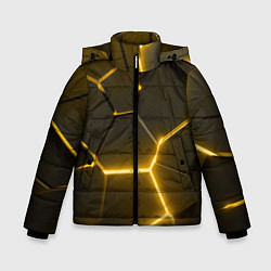 Куртка зимняя для мальчика Золотые неоновые геометрические плиты, цвет: 3D-красный