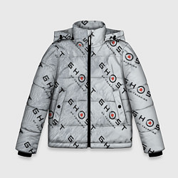 Куртка зимняя для мальчика Призрак Цусимы узор, цвет: 3D-светло-серый