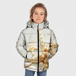 Куртка зимняя для мальчика Морские звёзды и ракушки на океанском берегу, цвет: 3D-светло-серый — фото 2