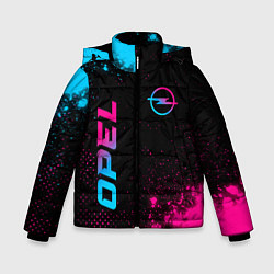 Куртка зимняя для мальчика Opel - neon gradient: символ и надпись вертикально, цвет: 3D-черный