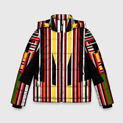 Куртка зимняя для мальчика Геометрические цветные фигуры полосы geometry, цвет: 3D-светло-серый