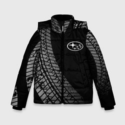 Куртка зимняя для мальчика Subaru tire tracks, цвет: 3D-черный