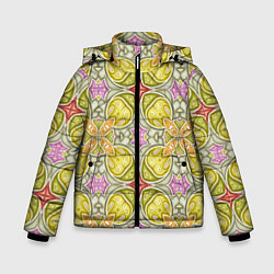 Куртка зимняя для мальчика Стеклянный разноцветный калейдоскоп, цвет: 3D-светло-серый