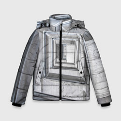 Куртка зимняя для мальчика Абстрактная спираль из блоков, цвет: 3D-светло-серый