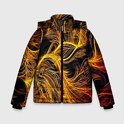 Куртка зимняя для мальчика Фрактальные перья, цвет: 3D-светло-серый
