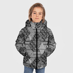 Куртка зимняя для мальчика Black and White Ethnic Patchwork Pattern, цвет: 3D-красный — фото 2