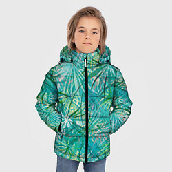 Куртка зимняя для мальчика Тропические листья на зеленом фоне, цвет: 3D-черный — фото 2