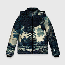 Куртка зимняя для мальчика Трехмерный готический фрактал, цвет: 3D-черный