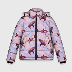 Куртка зимняя для мальчика Акулы на фоне неба, цвет: 3D-светло-серый