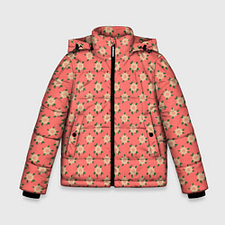 Куртка зимняя для мальчика Минимализм - цветочки, цвет: 3D-красный