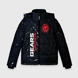 Зимняя куртка для мальчика Gears of War красно-белой лого на темном фоне