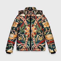 Куртка зимняя для мальчика Ковер с птицами, цвет: 3D-черный