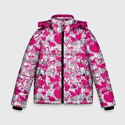 Куртка зимняя для мальчика Розовые черепа паттерн, цвет: 3D-черный
