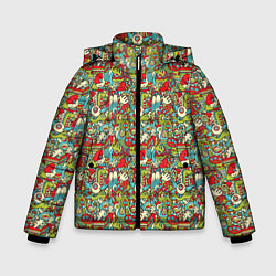 Куртка зимняя для мальчика Монстрики, животные и пришельцы, цвет: 3D-светло-серый