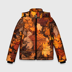 Куртка зимняя для мальчика Опавшие листья, цвет: 3D-черный