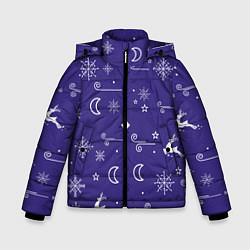 Куртка зимняя для мальчика Новый год олени, снежинки, ветер, цвет: 3D-светло-серый