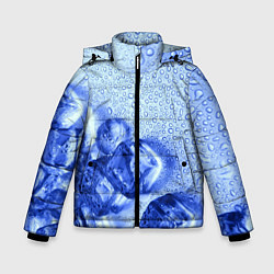 Куртка зимняя для мальчика Кубики льда и капли воды, цвет: 3D-черный
