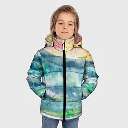 Куртка зимняя для мальчика Туманный рассвет в горах акварель, цвет: 3D-красный — фото 2