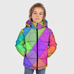 Куртка зимняя для мальчика Геометрический узор из квадратов, цвет: 3D-светло-серый — фото 2