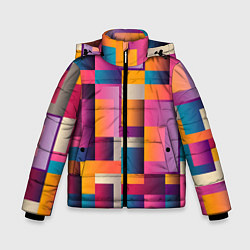 Куртка зимняя для мальчика Квадрат и прямоугольники, цвет: 3D-красный