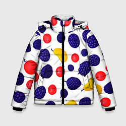Куртка зимняя для мальчика Ягодки и фрукты, цвет: 3D-черный
