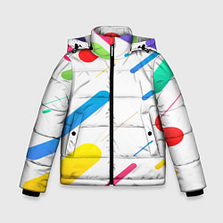 Куртка зимняя для мальчика Разноцветные круги и полосы, цвет: 3D-светло-серый