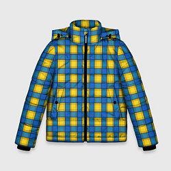 Зимняя куртка для мальчика Желтый с синим клетчатый модный узор