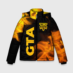 Куртка зимняя для мальчика GTA - gold gradient: надпись, символ, цвет: 3D-черный