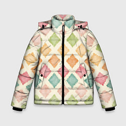 Куртка зимняя для мальчика Узор из квадратиков, цвет: 3D-светло-серый