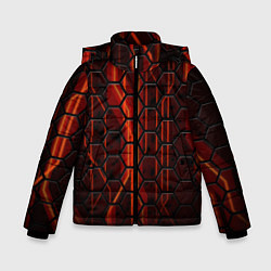 Куртка зимняя для мальчика Соты на красном фоне, цвет: 3D-светло-серый