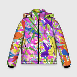 Куртка зимняя для мальчика Сочные краски лета и бабочки, цвет: 3D-светло-серый