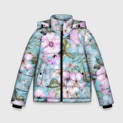 Куртка зимняя для мальчика Яблоня в цвету акварель, цвет: 3D-светло-серый