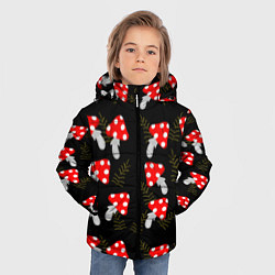 Куртка зимняя для мальчика Мухоморы на черном фоне, цвет: 3D-красный — фото 2