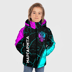 Куртка зимняя для мальчика Маргарита и неоновый герб России: надпись, символ, цвет: 3D-черный — фото 2