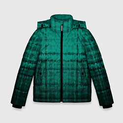 Куртка зимняя для мальчика Мозаичный узор в черно -зеленых тонах, цвет: 3D-черный