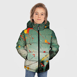 Куртка зимняя для мальчика Светло-зелёный фон и разные краски, цвет: 3D-красный — фото 2