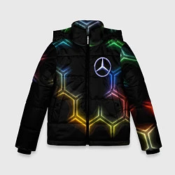 Куртка зимняя для мальчика Mercedes - neon pattern, цвет: 3D-черный