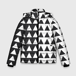 Куртка зимняя для мальчика Черно-белые треугольники паттерн, цвет: 3D-светло-серый