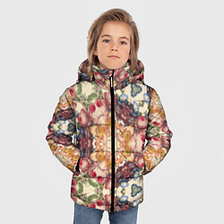 Куртка зимняя для мальчика Цветы абстрактные красные розы, цвет: 3D-светло-серый — фото 2