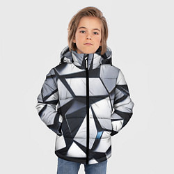 Куртка зимняя для мальчика Объемные кристаллы - паттерн, цвет: 3D-черный — фото 2