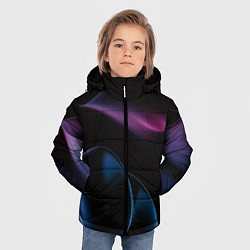 Куртка зимняя для мальчика Абстрактные фиолетовые волны, цвет: 3D-светло-серый — фото 2