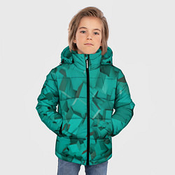 Куртка зимняя для мальчика Абстрактные сине-зелёные кубы, цвет: 3D-светло-серый — фото 2
