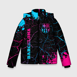 Куртка зимняя для мальчика Barcelona - neon gradient: надпись, символ, цвет: 3D-черный